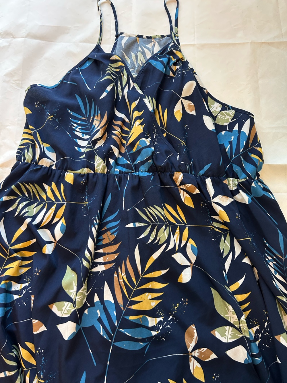 SHEIN Blue Tropical Leaf Print Dress 4XL